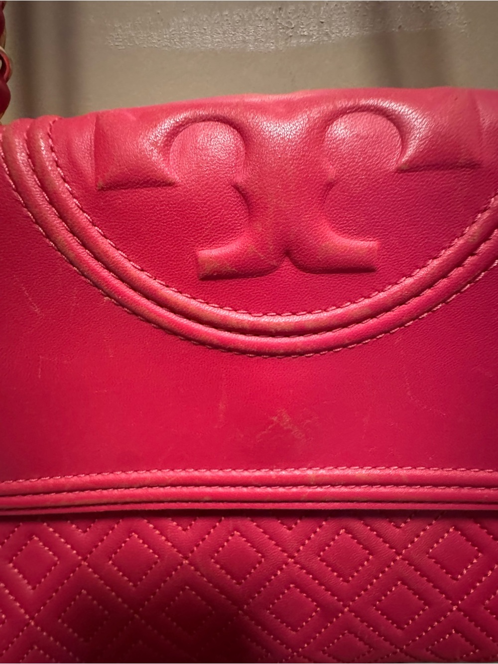 Tory Burch Hot Pink Quilted Leather Chain Strap Shoulder Bag - Picture 2 of 4